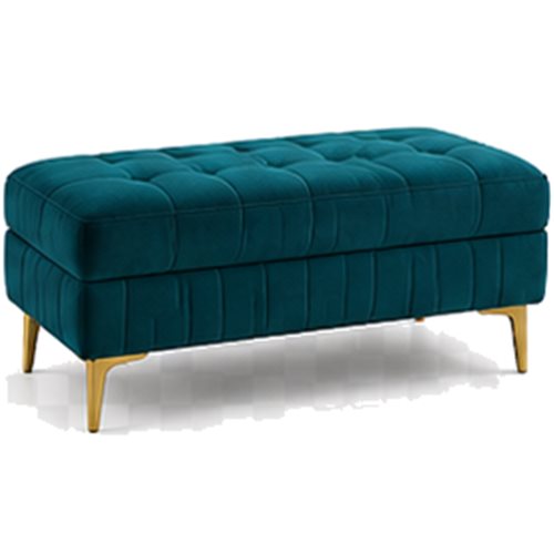 Teal tufted storage bench, style reference