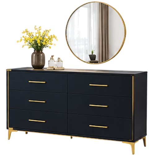 6-drawer dresser with round mirror, style reference