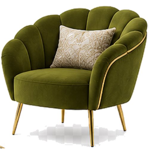 Olive green scalloped accent chair, style reference