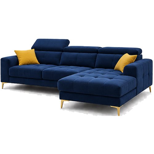 Navy blue tufted sectional sofa, style reference