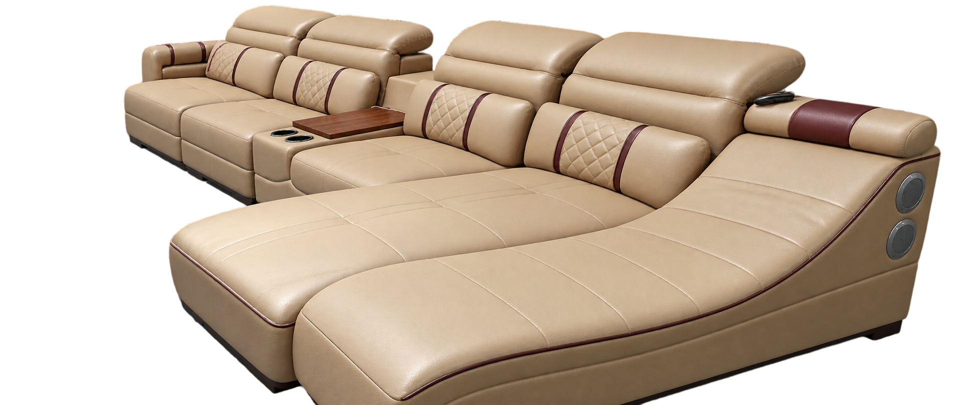 Reclining home theatre sectional sofa, made by RA Sofa and Furniture, JP Nagar
