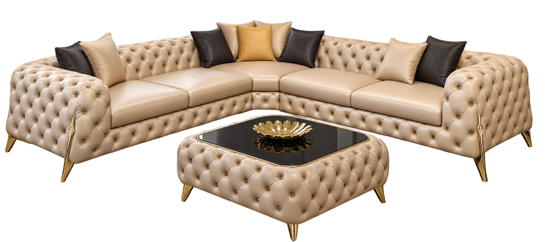 Chesterfield-style tufted sofa made by RA Sofa and Furniture, JP Nagar