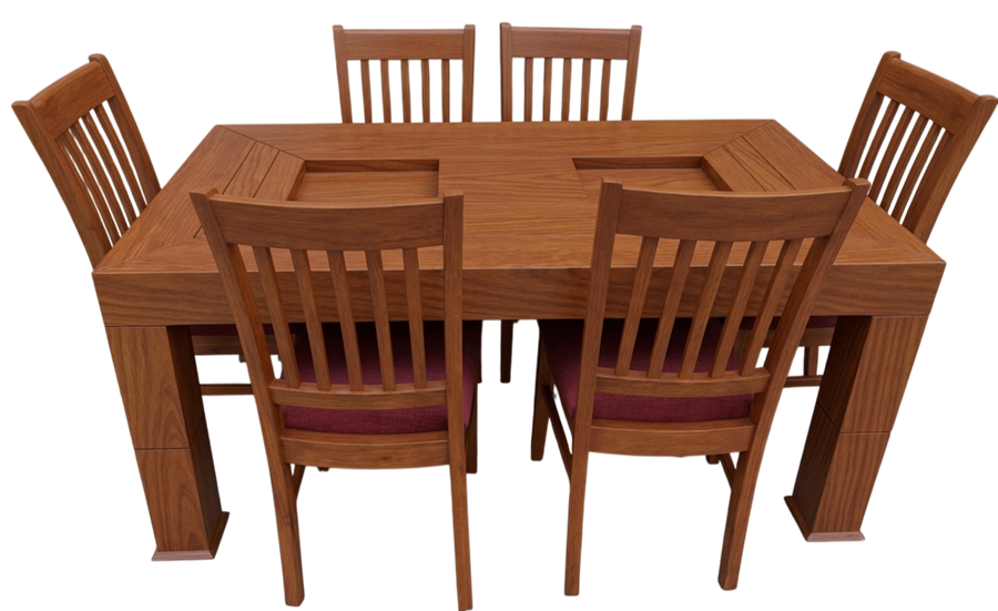 Solid wood dining set, 6-seater, style reference